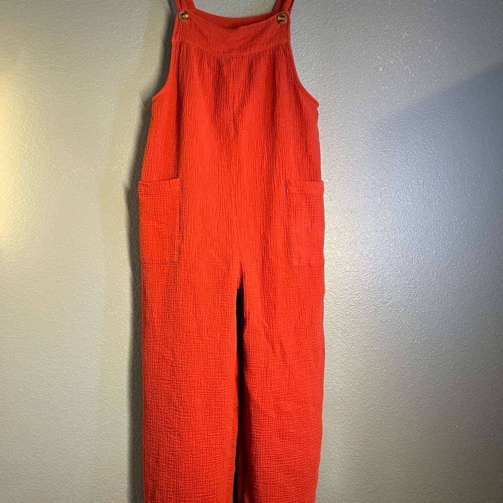 JODIFL Vibrant Red Textured Jumpsuit